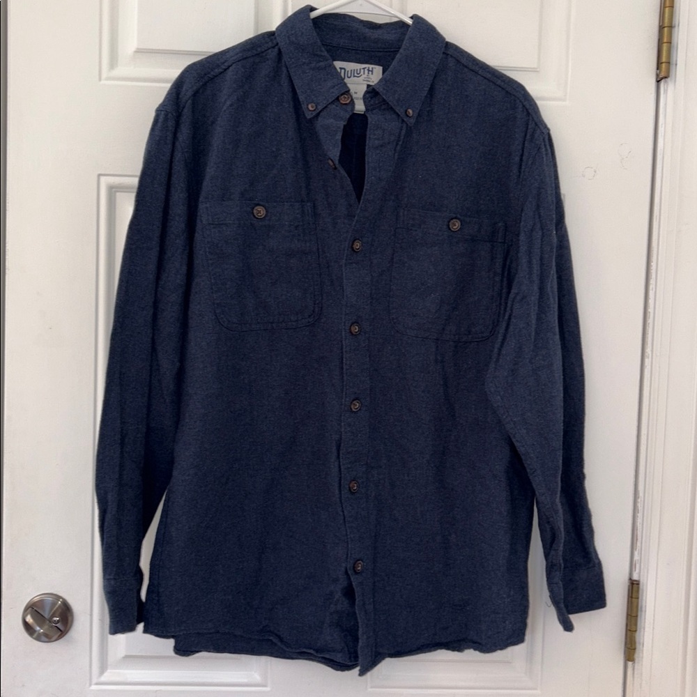 Duluth Trading Mens COTTON Relaxed Fit Flannel Button Down Long Sleeve Shirt MED